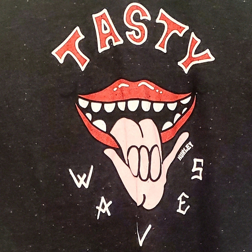 HURLEY, Black Tasty Waves Logo T-Shirt, Large - Picture 2 of 4